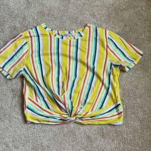 Ginger Multicolored Striped Cotton Short Sleeve Top.